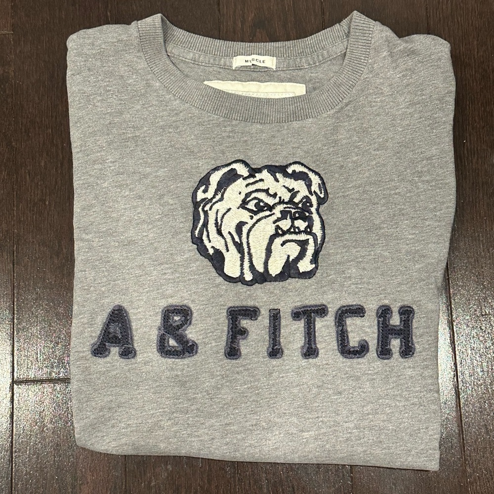 Vintage Abercrombie & Fitch Cotton Embroidered Bulldog Logo Tee | Sz S | Y2K